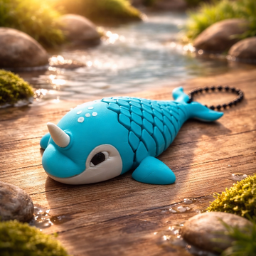 Sleepy Sea Narwhal Keychain